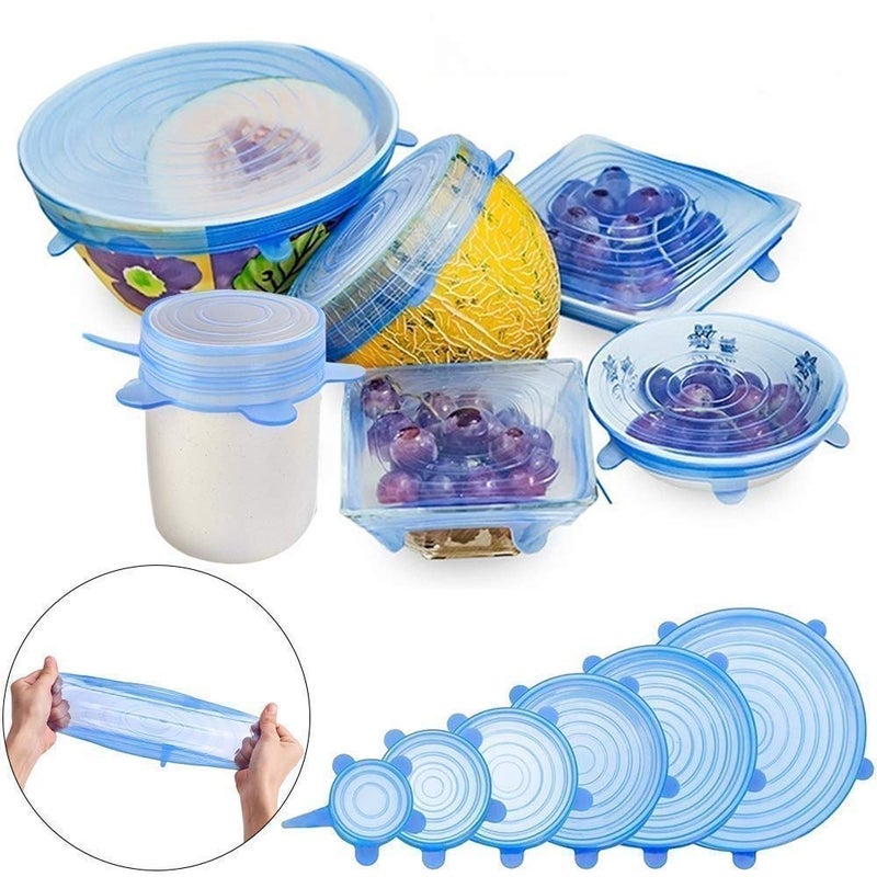 SHREE GRB SHREE GRB Safe Silicone Stretch Lids reuseable Flexible Covers for Rectangle, Round, Square Bowls, Dishes, Plates, Cans, Jars, Glassware and Mugs (Free Size) - Set of 6 Multicolour  - Image 4