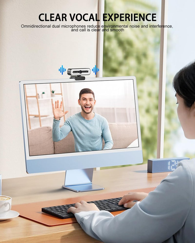 BKELHS 4K UHD Ring Light Webcam for PC, 1080P Web Camera with Dual AI Noise-Cancelling Mics, Auto Light Correction, Privacy Cover, 73Â°FOV, PDAF Autofocus, Privacy Cover, for Streaming, Conference, Zoom - Image 5