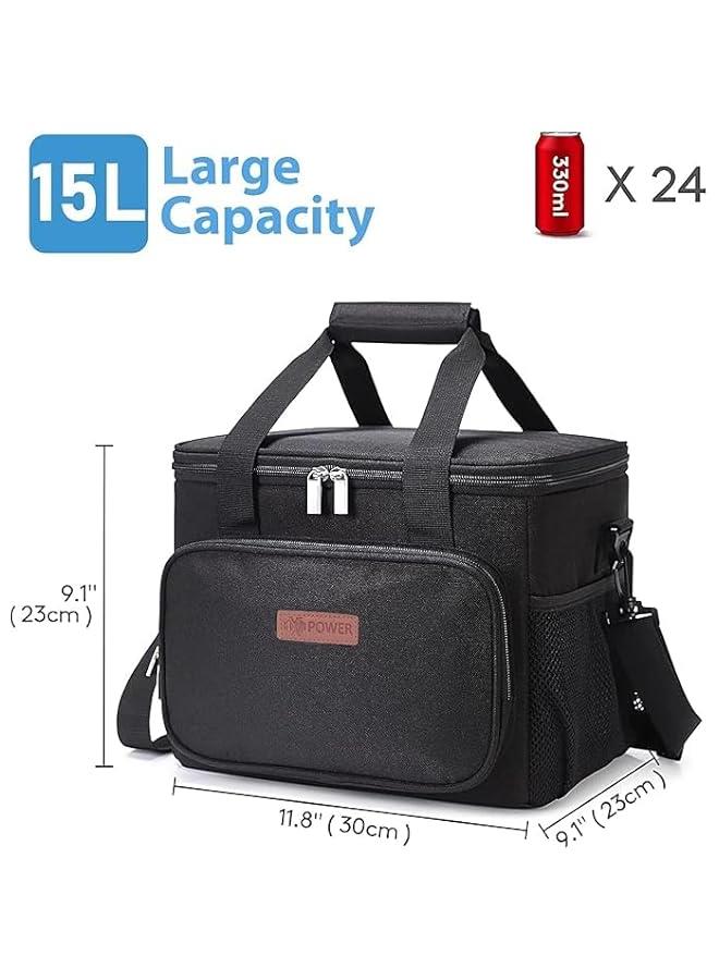 هوكور HOOKOR Lunch Bag Insulated, Warm/Cold Food Bag, Lunch Bag for Men Women, Leakproof insulated Lunch Box with Shoulder Strap,School Office Work Travel Outdoor Picnic (Black) - Image 2