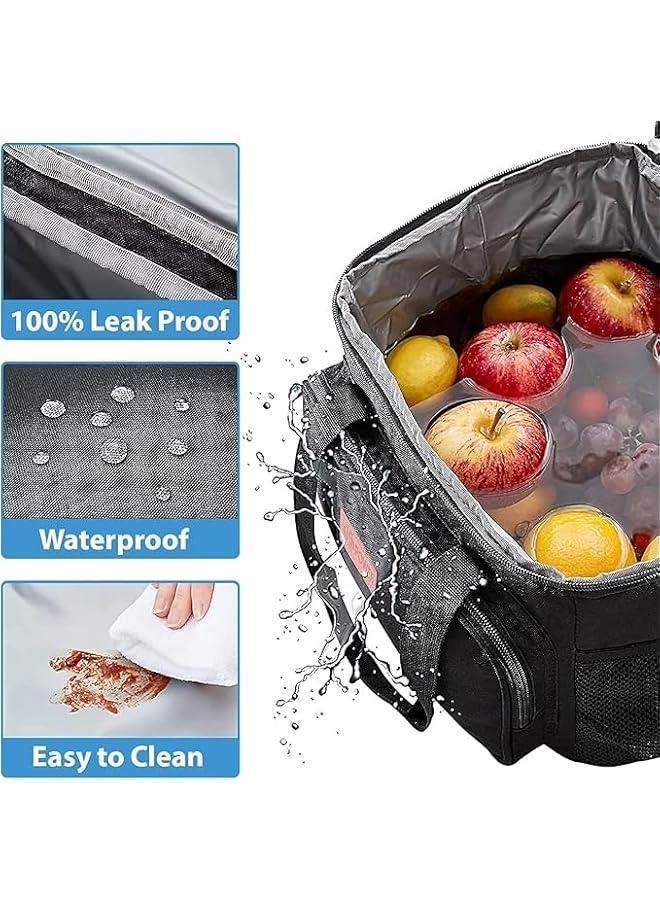 هوكور HOOKOR Lunch Bag Insulated, Warm/Cold Food Bag, Lunch Bag for Men Women, Leakproof insulated Lunch Box with Shoulder Strap,School Office Work Travel Outdoor Picnic (Black) - Image 5