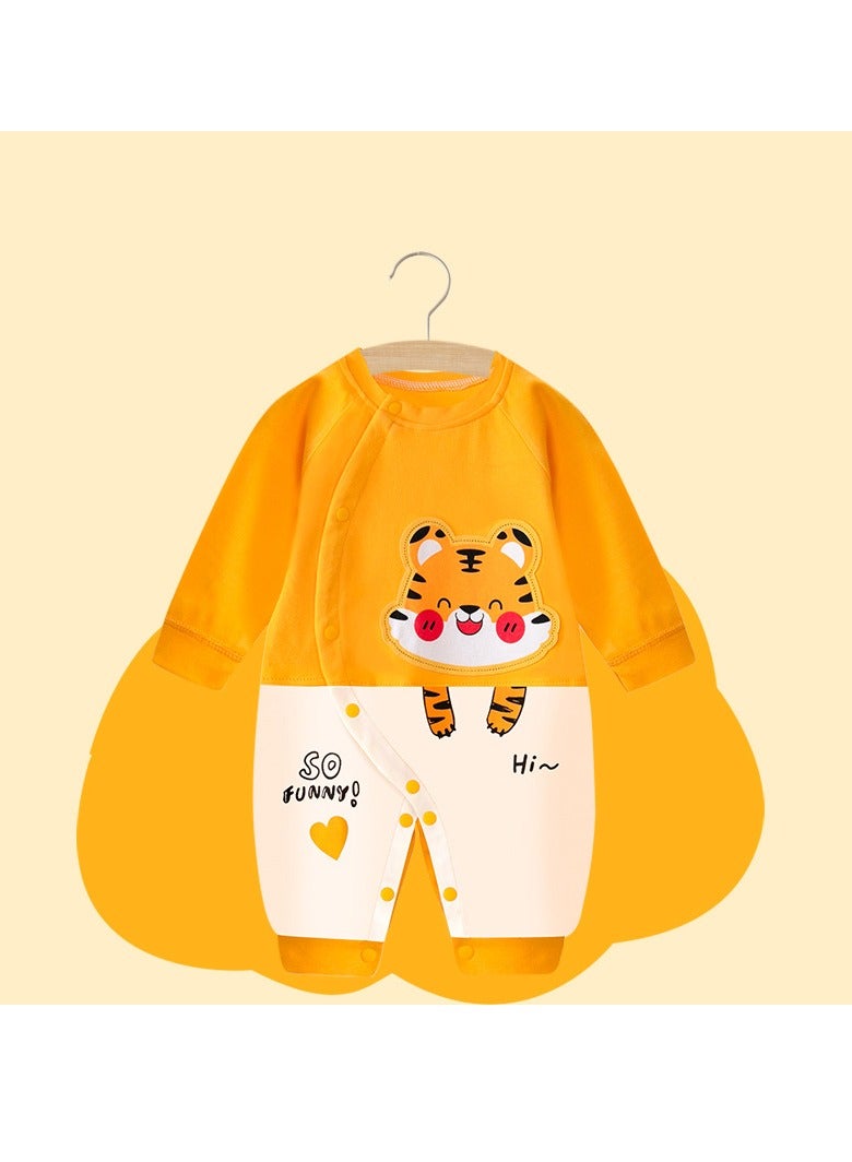 xozgdovg Baby onesie Spring and autumn clothes for newborns pure cotton autumn pajamas for babies and girls 24m/90cm orange tiger 