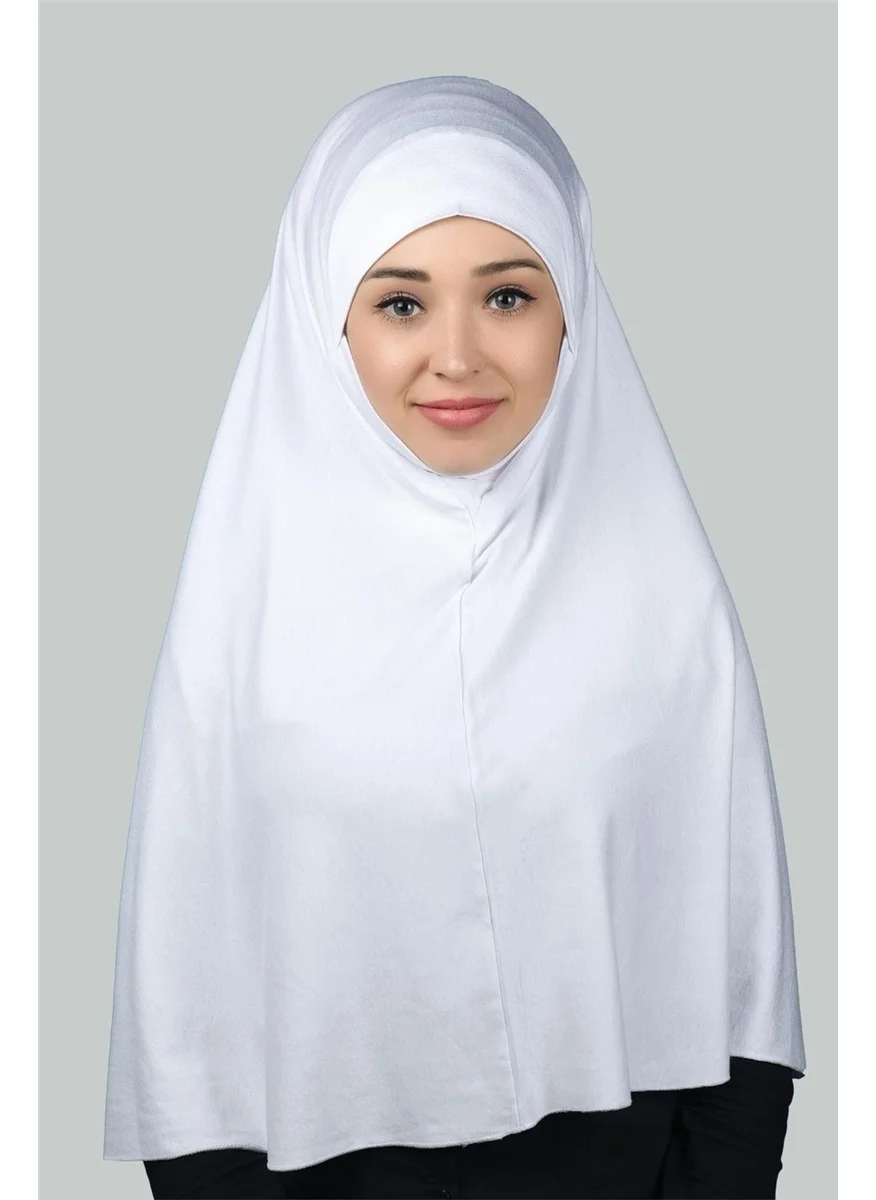 Altobeh Ready-made Turban Practical Scarf with Veil Hijab with Nikap - Prayer Cover Soufflé (3Xl) - White