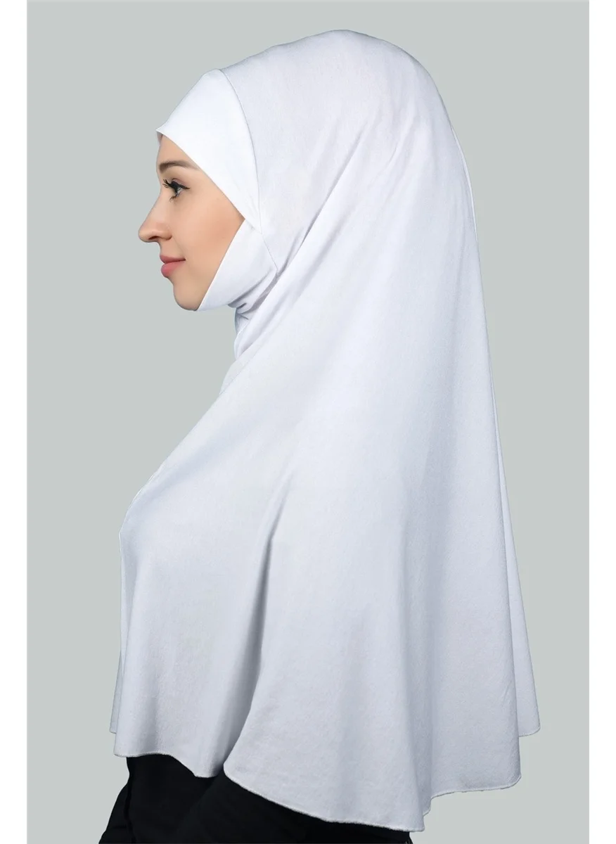 Altobeh Ready-made Turban Practical Scarf with Veil Hijab with Nikap - Prayer Cover Soufflé (3Xl) - White