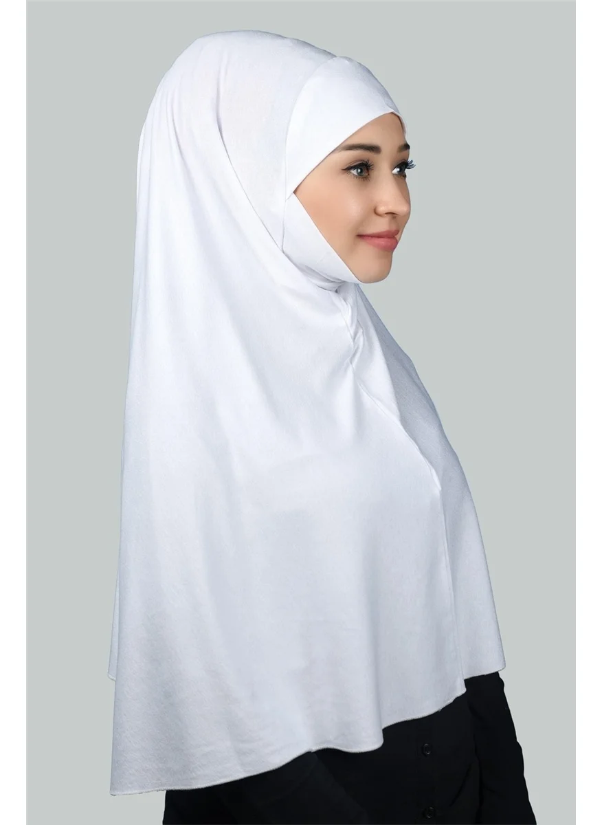 Altobeh Ready-made Turban Practical Scarf with Veil Hijab with Nikap - Prayer Cover Soufflé (3Xl) - White