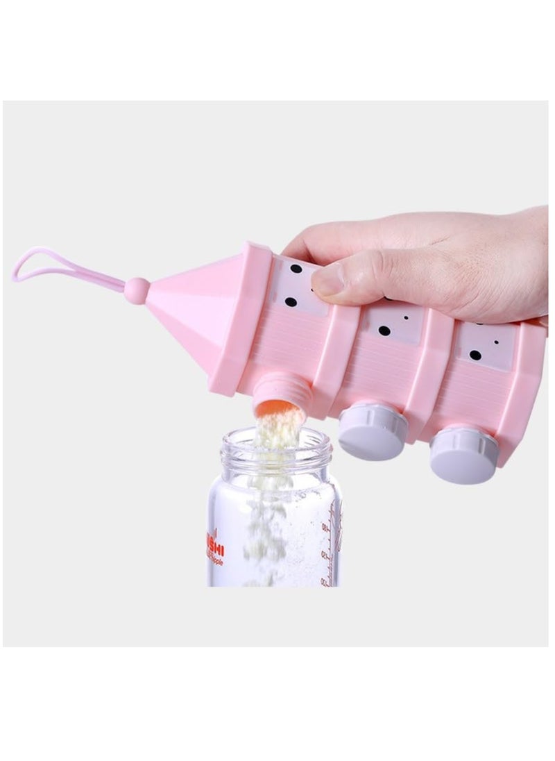 MarlaMall - Baby Milk Powder Dispenser Formula Box No Mix and Spill Twist Lock Stackable Snack Container 4 Layers Side Open Portable Cartoon Formula Dispenser for Travel and Outdoor - Image 1