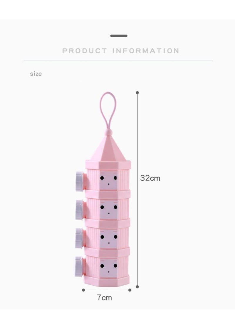 MarlaMall - Baby Milk Powder Dispenser Formula Box No Mix and Spill Twist Lock Stackable Snack Container 4 Layers Side Open Portable Cartoon Formula Dispenser for Travel and Outdoor - Image 1