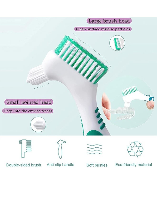 Generic 4Pcs Denture Brush, Retainer Brush, Denture Toothbrush, Portable Denture Cleaning Brush, Double Bristle Head Denture Brush, False Teeth Brush for Cleaning Retainers - Image 4