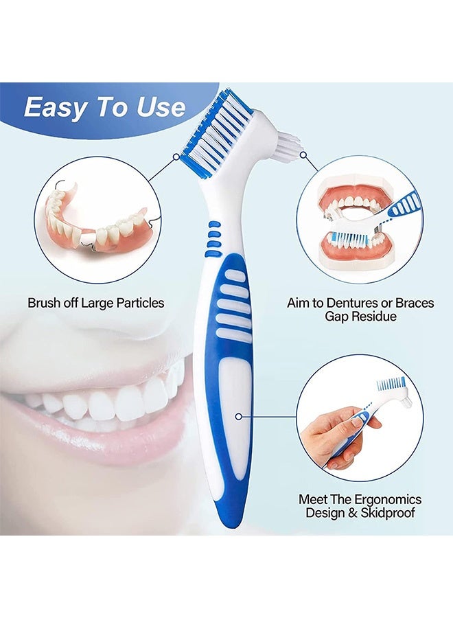 Generic 4Pcs Denture Brush, Retainer Brush, Denture Toothbrush, Portable Denture Cleaning Brush, Double Bristle Head Denture Brush, False Teeth Brush for Cleaning Retainers - Image 3