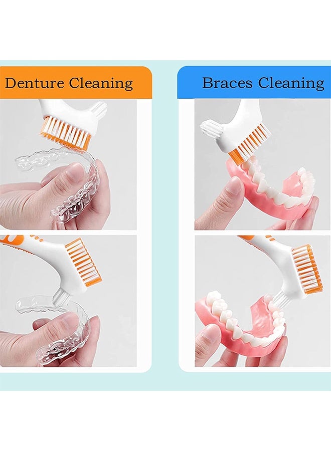 Generic 4Pcs Denture Brush, Retainer Brush, Denture Toothbrush, Portable Denture Cleaning Brush, Double Bristle Head Denture Brush, False Teeth Brush for Cleaning Retainers - Image 5