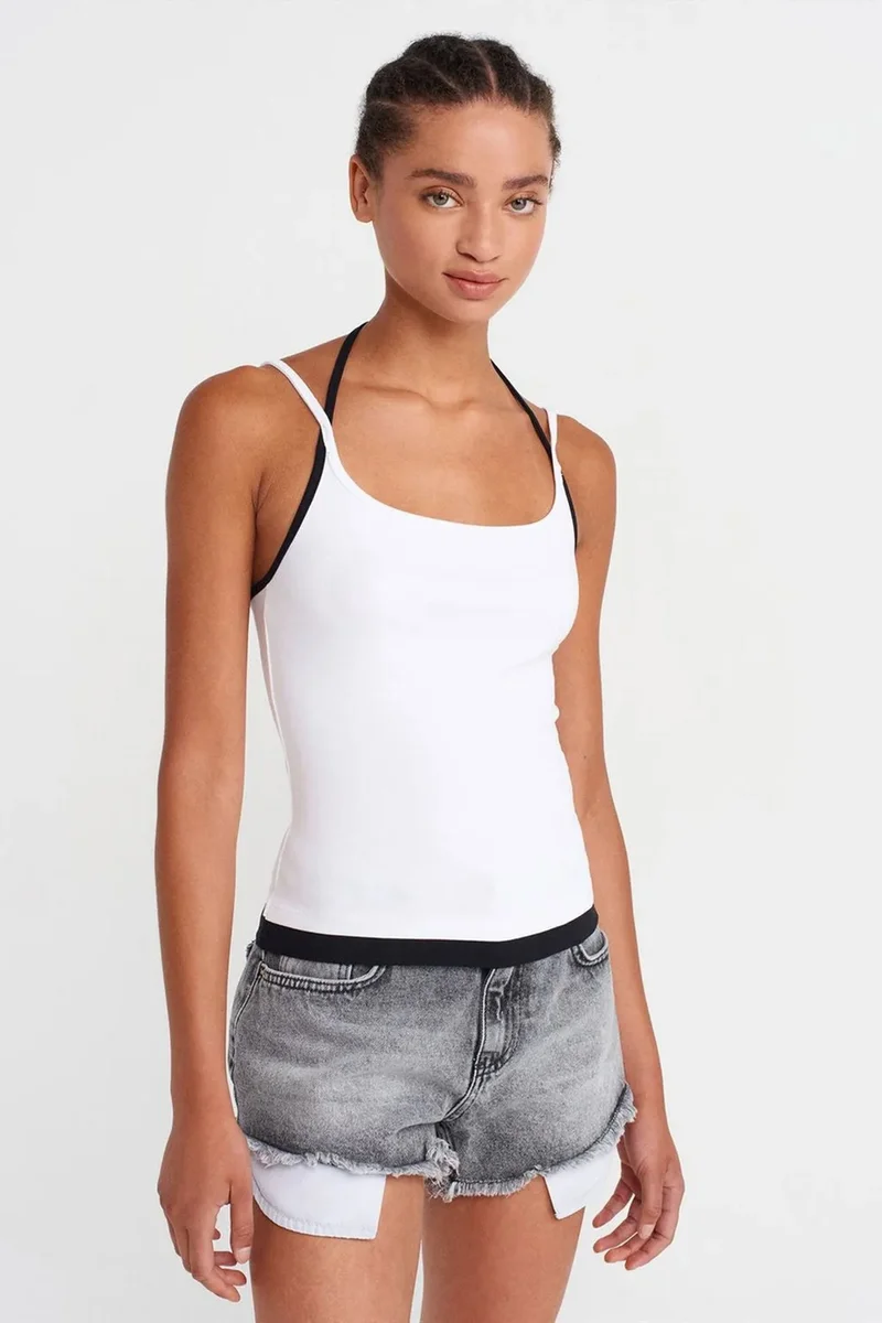 DILVIN Slim Fit Sleeveless Tie-Front Cami Blouse