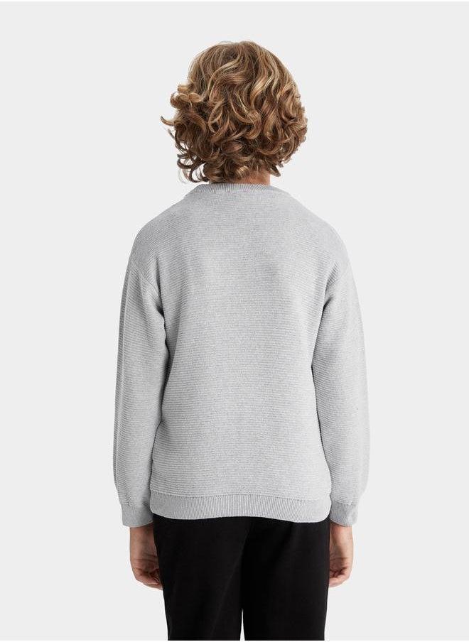 DeFacto - Regular Fit Cre Neck Basic Knit Sweater by Styli - Image 1