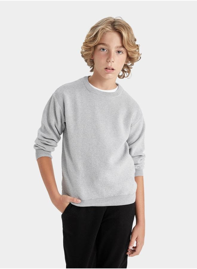 DeFacto - Regular Fit Cre Neck Basic Knit Sweater by Styli - Image 1