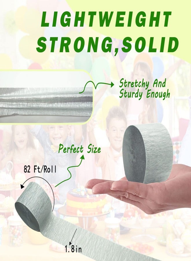 ODDODDY Silver Crepe Paper Streamers 6 Rolls, Party Streamers for Birthday Wedding Baby Bridal Shower Decorations Halloween Christmas Craft Supplies (1.8 Inch x 82 Ft/Roll，492ft) - Image 2