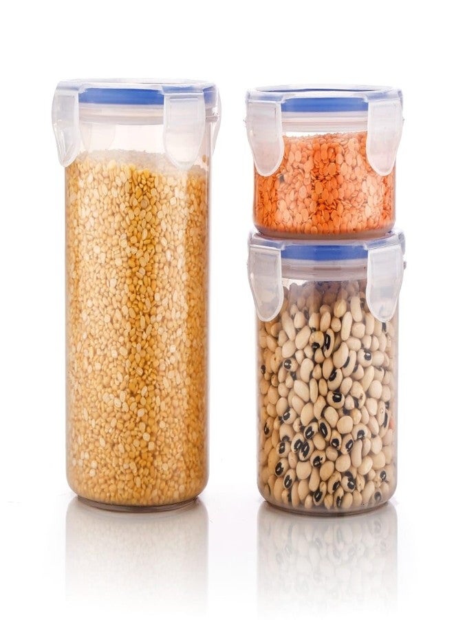 Clazkit Round Container Plastic Airtight Food Storage Containers With Leak Proof Locking Lid Storage Container Set Of 3 (500Ml - 1000Ml - 1500Ml), Clear - Image 2