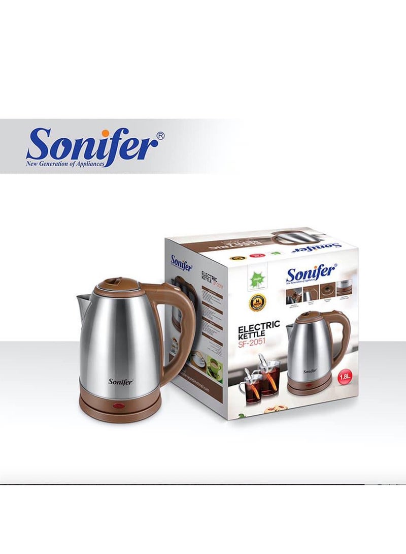Sonifer Electric Kettle 1.8L 1500W - SF-2051 1.2 kg 1500 W sf-2051 brown & silver