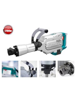 TOTAL Total Demolition Breaker Jack Hammer 1700W, 45J Impact Force, 1400bpm, 16KG, HEX Chuck System, Includes 2 Chisels & Extra Carbon Brushes – TH215456, Heavy Duty for Concrete & Stone  - Image 4