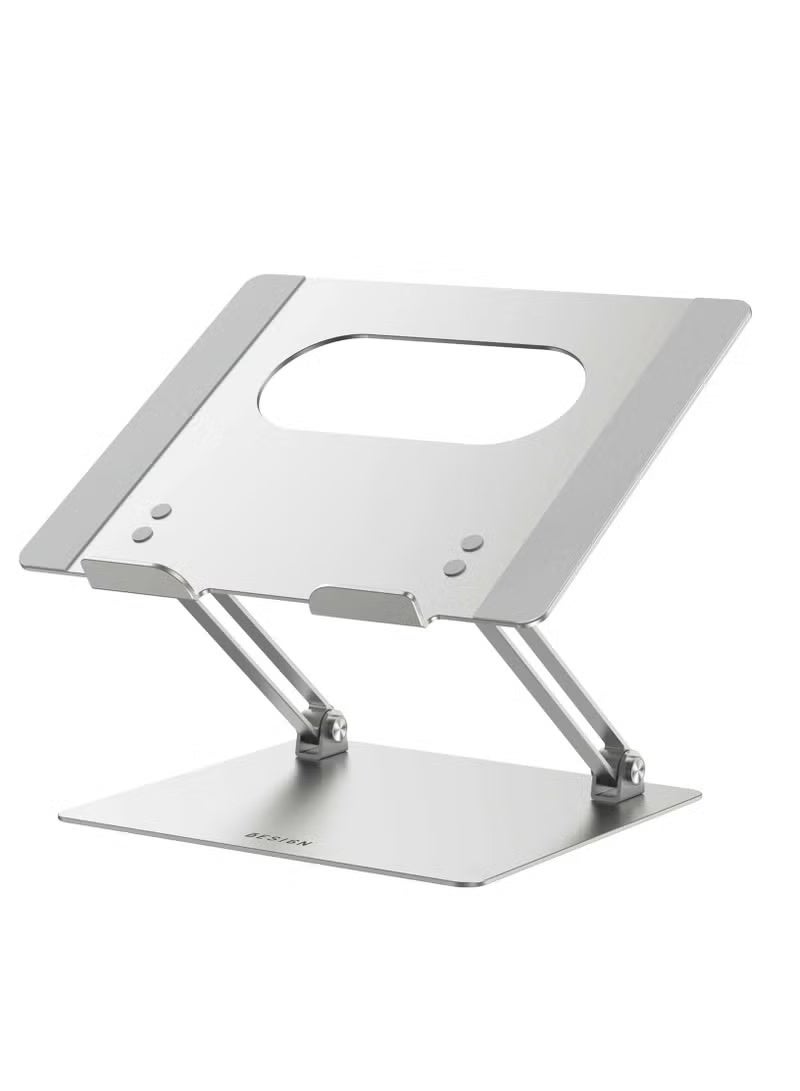Adjustable Aluminum Laptop Stand, Ergonomic Foldable Notebook Holder for 10–14 Inch Laptops, Compatible with MacBook, Dell, HP, Lenovo & More, Silver - Image 4
