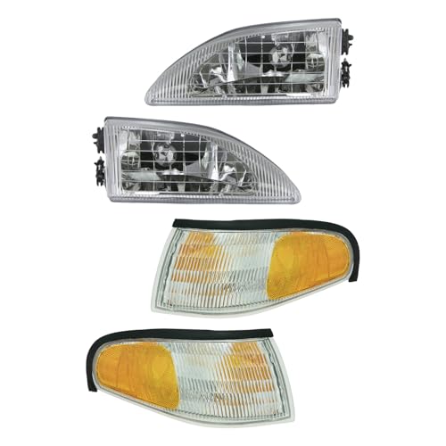 TRQ Lighting Kit Compatible with 94-98 Ford Mustang FO2502161 FO2503161 FO2520125 FO2521125 - Image 1