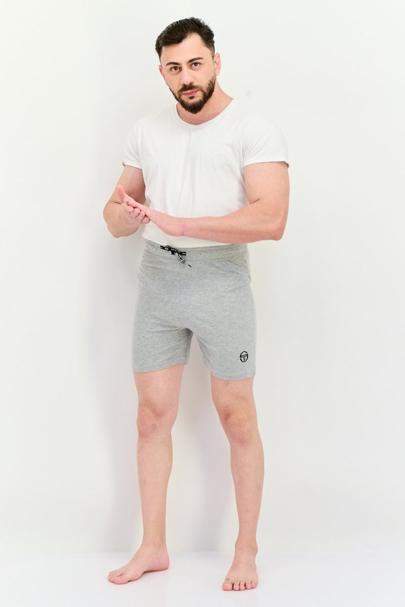 Sergio Tacchini Men Brand Logo Pajama Shorts, Grey  - Image 4