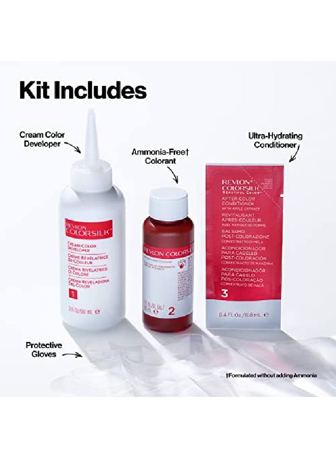 Revlon لون شعر دائم من كولورسيلك جميل  طويلة الأمد  عالية الدقة مع لمسة لامعة ونعومة حريرية وتغطية للشيب 100% خالية من الأمونيا 054 بني ذهبي فاتح عبوة واحدة - Image 5