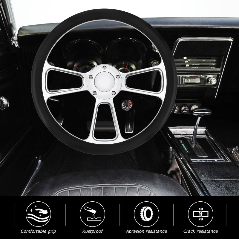 QYMOPAY 5-hole 5-bolt Steering Wheel, 14 Inch Leather Racing Steering Wheel with Horn Button, Car Interior Accessories, Car Tuning Replacement Parts - Image 4
