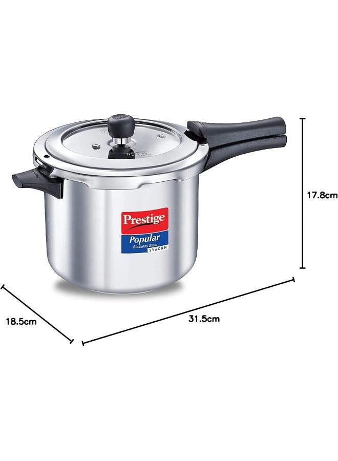 Prestige 2.00Liters Prestige Popular Svachh Spillage Control Stainless Steel Pressure Cooker, 2 L (Silver) silver - Image 2