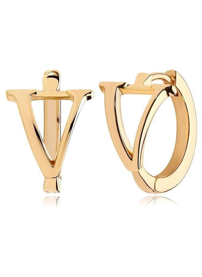 Mevecco Women Huggie Hoop Earrings Gold Initial Sleeper 14K Gold Filled Small Simple Delicate Handmade Hypoallergenic Personalized Jewelry Gift - 26 Letters  - Image 1