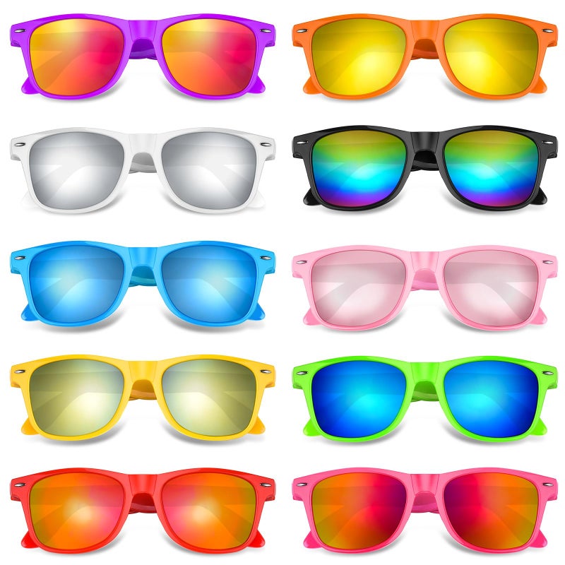 Morcheiong 10 Pack Neon Party Sunglasses Unisex Retro Style Party Favors Birthday Beach Pool Party Supplies 10 Colors - Image 2