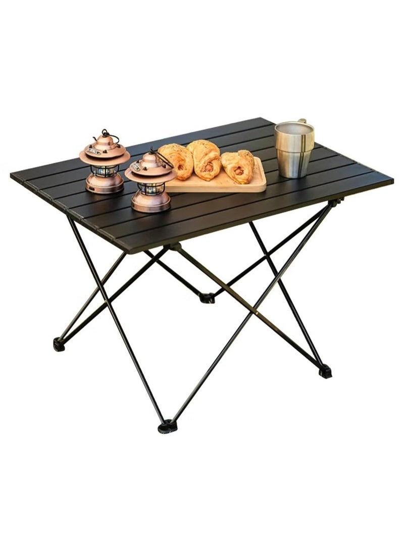 FLYROAD Portable Camping Table, Ultralight Folding Table with Aluminum Table Top and Carry Bag, Easy to Carry, Ideal for Outdoor, Camping, Picnic, Cooking, Beach, Hiking, Fishing 68 X 46 X 40cm - Image 1