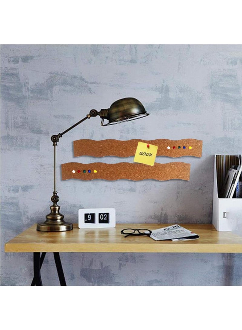 Sweet seven Cork Board Bulletin Bar Strip 15x2 Inch - 1/2 Inch Thick, Pack of 4 - Frameless Natural Cork Board with 30 Multi-Color Push Pins and Strong Self-Adhesive Backing - Image 5
