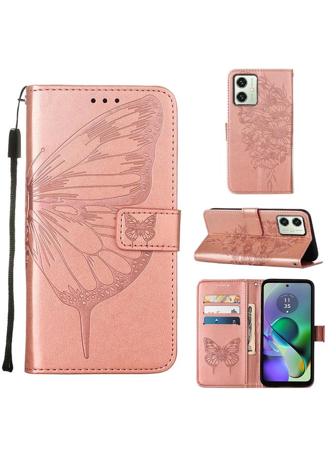 S-TOP Case For Motorola Moto G54 Embossed Butterfly Leather Phone Case - Image 1