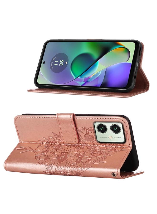 S-TOP Case For Motorola Moto G54 Embossed Butterfly Leather Phone Case - Image 4