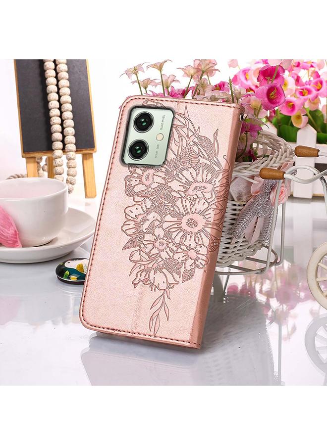 S-TOP Case For Motorola Moto G54 Embossed Butterfly Leather Phone Case - Image 5