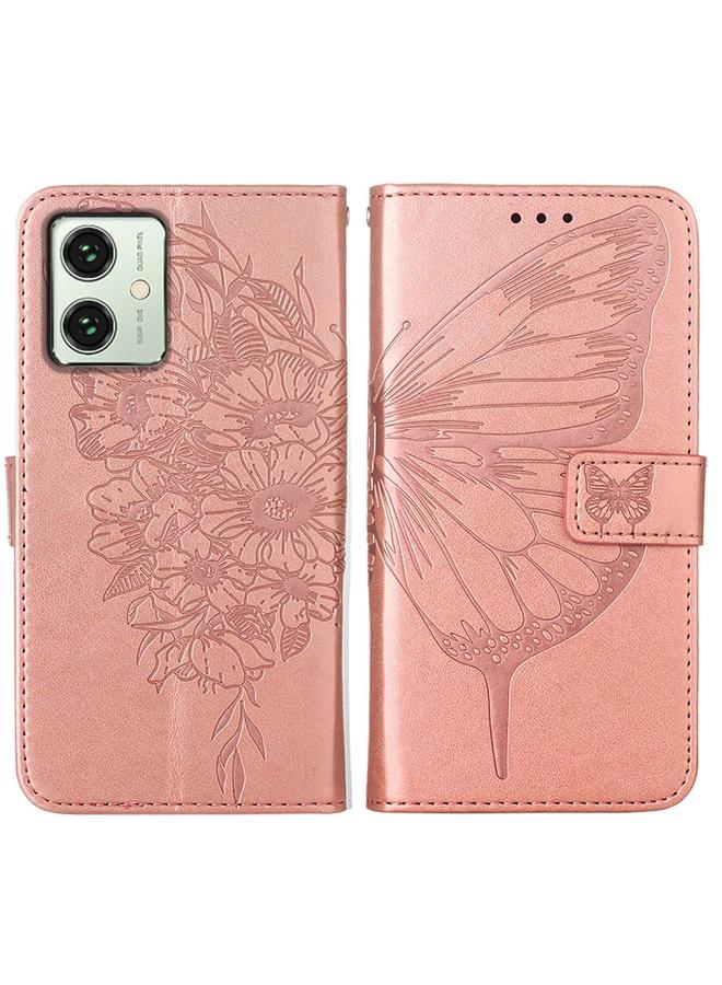 S-TOP Case For Motorola Moto G54 Embossed Butterfly Leather Phone Case - Image 2