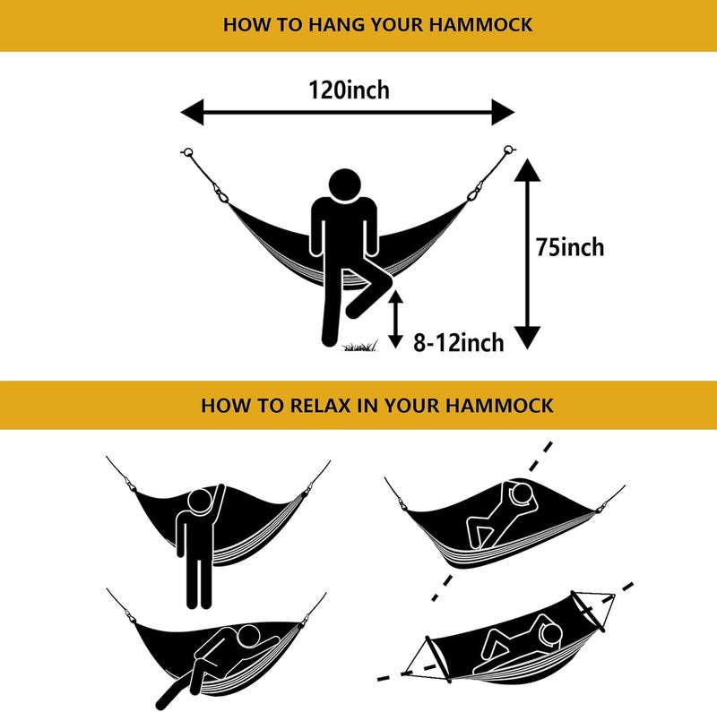 ROOITY Double Hammock Brazilian Hammocks with Portable Carrying Bag,Soft Woven Fabric, Up to 450 Lbs Hanging for Patio,Trees,Garden,Backyard,Porch,Outdoor and Indoor XXX-Large Grey&White Stripe - Image 3