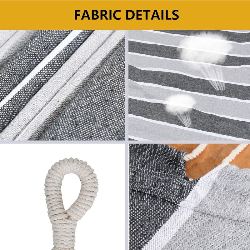 ROOITY Double Hammock Brazilian Hammocks with Portable Carrying Bag,Soft Woven Fabric, Up to 450 Lbs Hanging for Patio,Trees,Garden,Backyard,Porch,Outdoor and Indoor XXX-Large Grey&White Stripe - Image 5