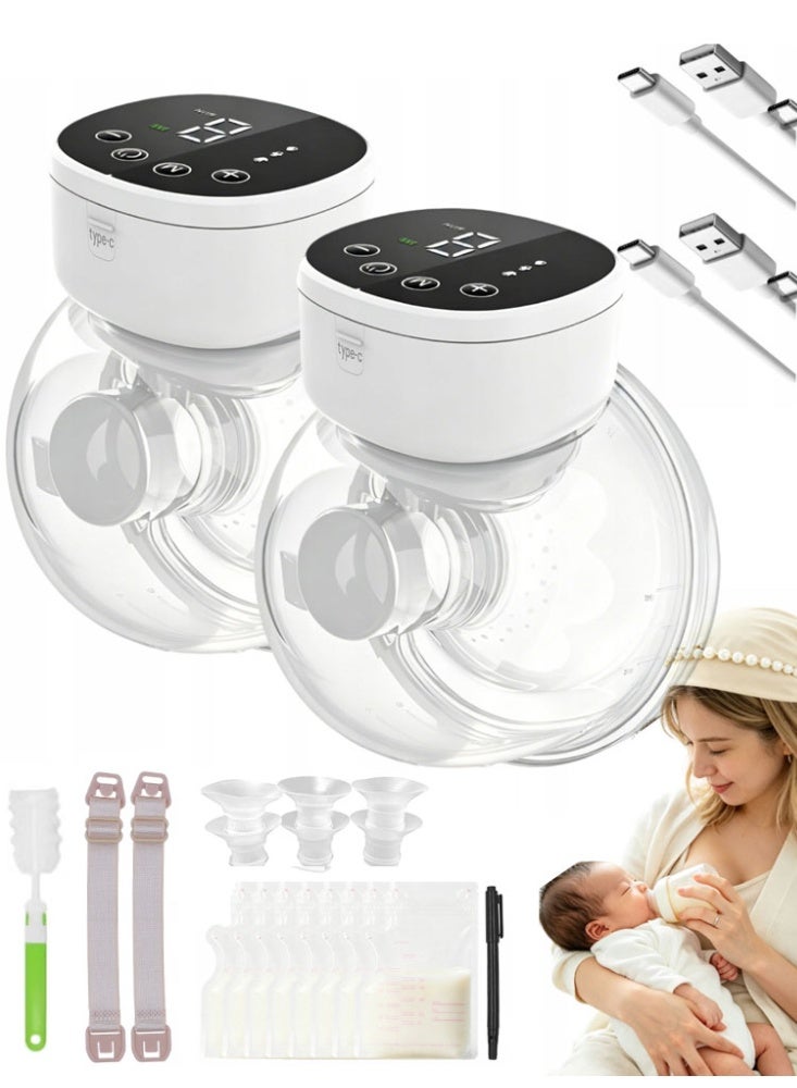 DEWINNER Hands-Free Wearable Breast Pump, 2 Pcs Portable Electric Pump with Long Battery Life & LED Display, Featuring 3 Modes, 9 Levels, Low Noise, Anti-Backflow, 17/19/21/MM Flanges, Quiet for in-Bra - Image 1