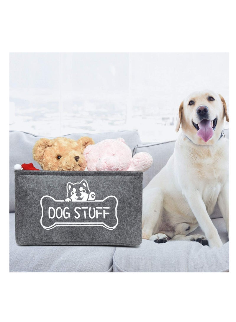 Pet Toy Storage Basket, Felt Organizer with Metal Handles, Collapsible Design for Easy Storage, Ideal for Organizing Dog Toys and Accessories, Durable and Dirt-Resistant Living Room Bin - Image 4