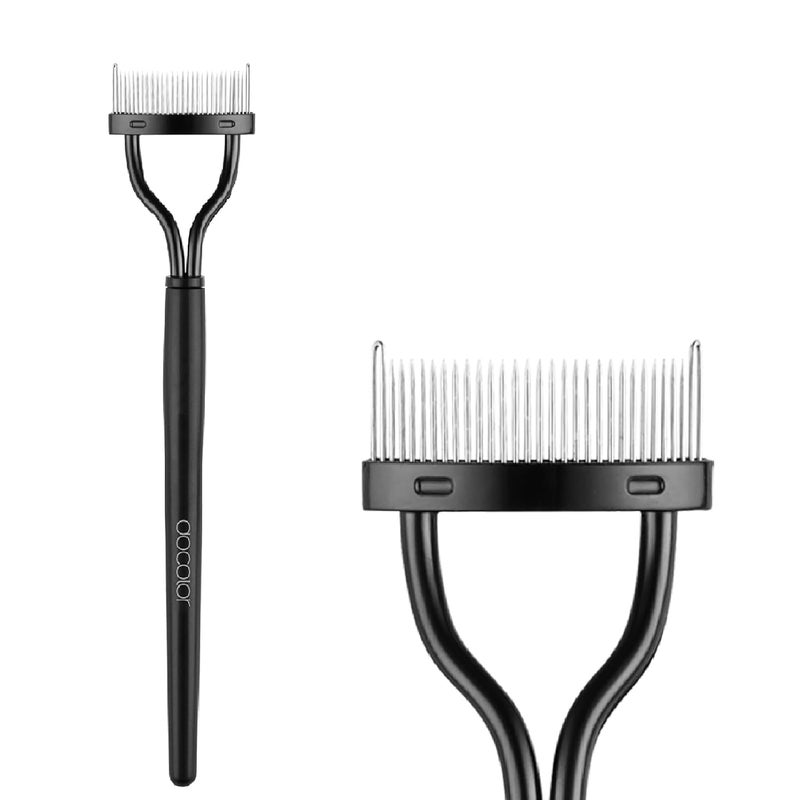 Docolor Eyelash Comb Eyelash Separator Tool Mascara Applicator Eyelash Brush Lash Separator Tool Comb Arc Designed Cosmetic Brushes Tool, with Comb Cover (Black)