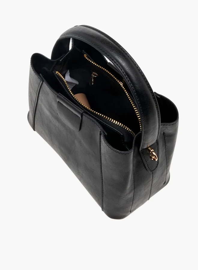 Flora Bella By Shoexpress Textured Tote Bag with Zip Closure