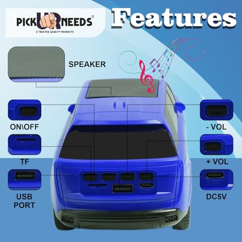 Pick Ur Needs Car Design Wireless Speaker USB/TF Card/FM Support RGB Light 1200mAh Battery 10 W Car Toy Design Bluetooth Speaker (Blue) - Image 2
