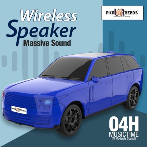 Pick Ur Needs Car Design Wireless Speaker USB/TF Card/FM Support RGB Light 1200mAh Battery 10 W Car Toy Design Bluetooth Speaker (Blue) - Image 4