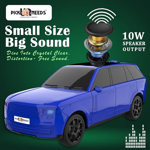 Pick Ur Needs Car Design Wireless Speaker USB/TF Card/FM Support RGB Light 1200mAh Battery 10 W Car Toy Design Bluetooth Speaker (Blue) - Image 3