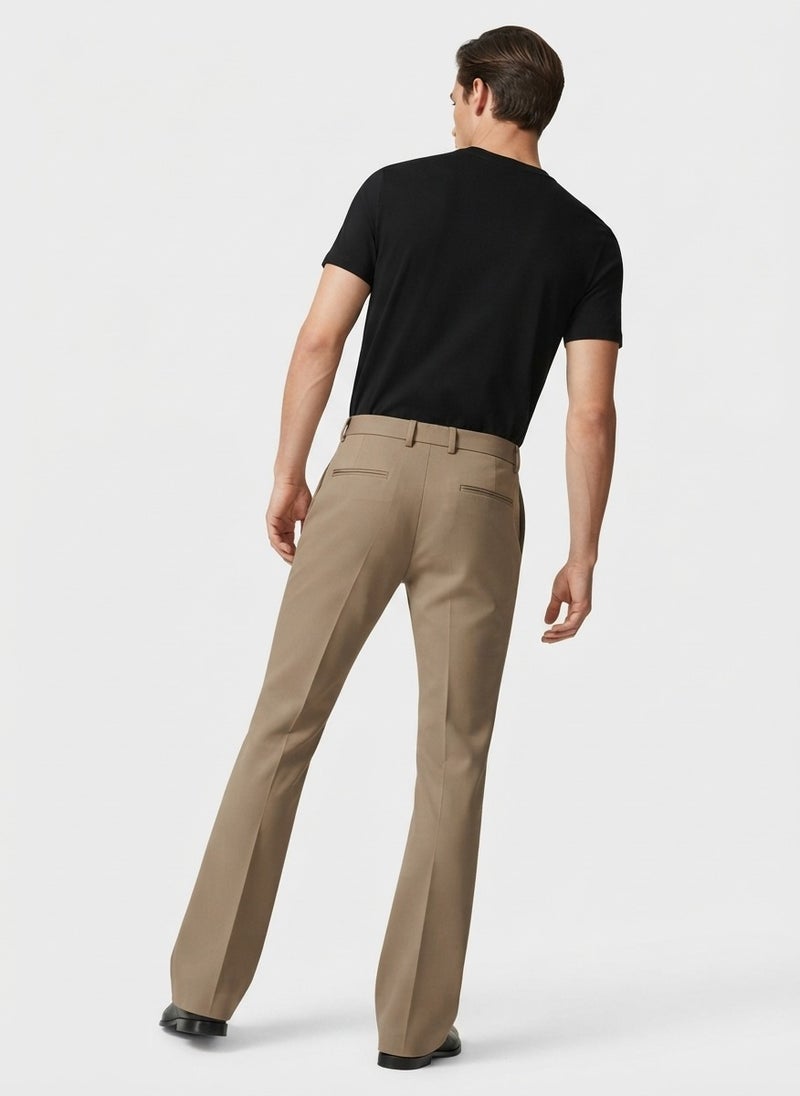 AUXOM Men's Formal Slim Ankle Trousers - Dark Khaki - Image 2