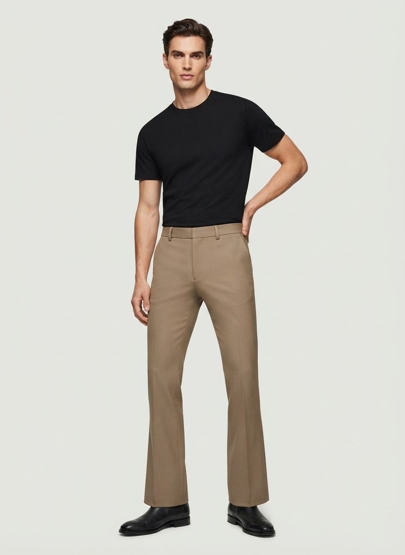 AUXOM Men's Formal Slim Ankle Trousers - Dark Khaki - Image 1