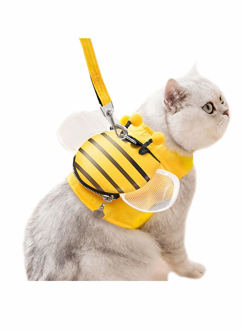 SYOSI سترة تسخير للحيوانات الأليفة، تسخير شبكي للقطط والكلاب، حقيبة ظهر صغيرة بسحاب على شكل نحلة لطيفة، تناسب الجراء والقطط الصغيرة والأرانب والقوارض للاستخدام في الهواء الطلق - Image 1
