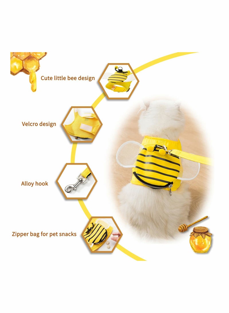 SYOSI سترة تسخير للحيوانات الأليفة، تسخير شبكي للقطط والكلاب، حقيبة ظهر صغيرة بسحاب على شكل نحلة لطيفة، تناسب الجراء والقطط الصغيرة والأرانب والقوارض للاستخدام في الهواء الطلق - Image 4