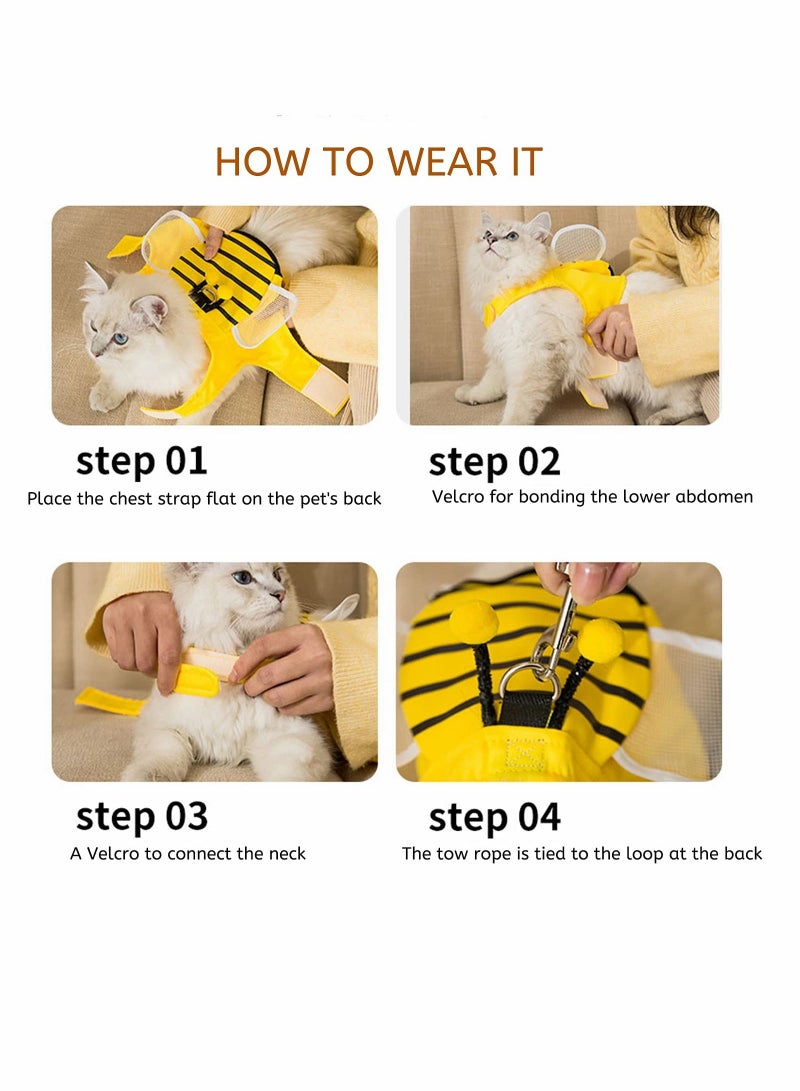 SYOSI سترة تسخير للحيوانات الأليفة، تسخير شبكي للقطط والكلاب، حقيبة ظهر صغيرة بسحاب على شكل نحلة لطيفة، تناسب الجراء والقطط الصغيرة والأرانب والقوارض للاستخدام في الهواء الطلق - Image 5