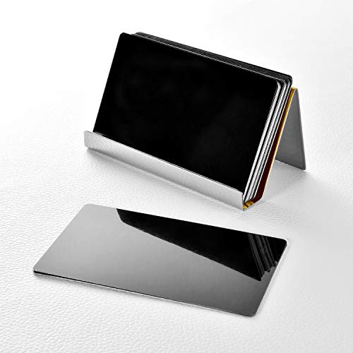 Maxdot 2 Pack Stainless Steel Business Cards Holders Desktop Credit Name Card Display Organizer for Business Mental Name Case Rack for Office Home Daily Use(Champagne Gold) - Image 3