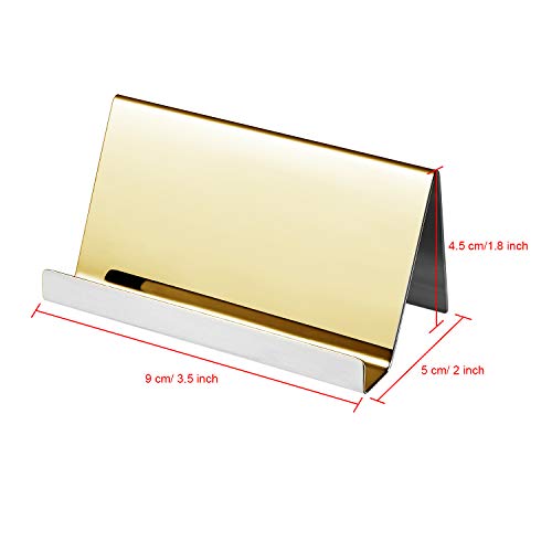 Maxdot 2 Pack Stainless Steel Business Cards Holders Desktop Credit Name Card Display Organizer for Business Mental Name Case Rack for Office Home Daily Use(Champagne Gold) - Image 2